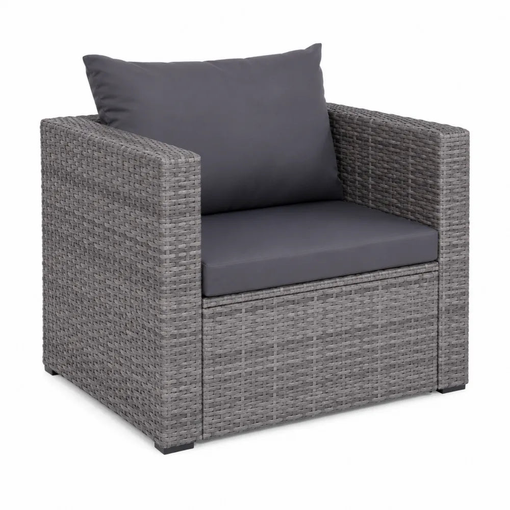Fauteuil d'ext¨¦rieur en osier avec coussins en polyester