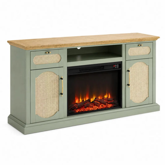 Meuble TV avec chemin¨¦e ¨¦lectrique en bois MDF et