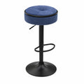 Tabouret de bar en tissu bleu avec pied en m¨¦tal noir, hauteur