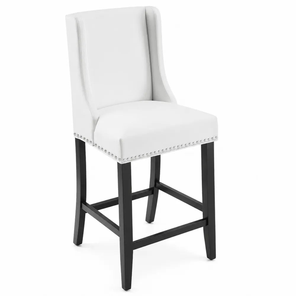 Tabouret de Bar en Similicuir Blanc avec Structure en