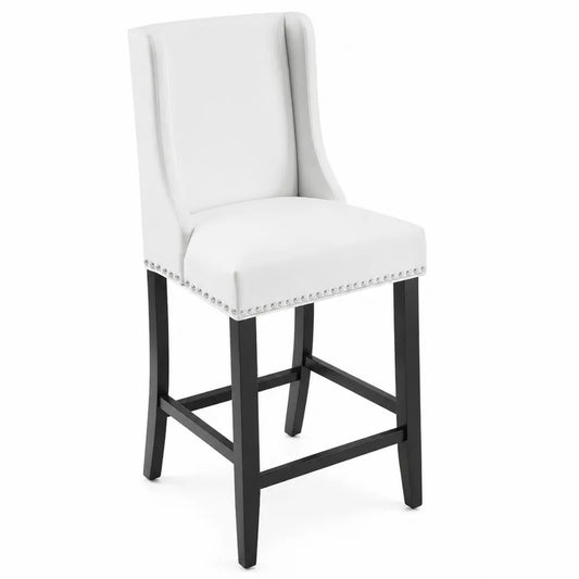 Tabouret de Bar en Similicuir Blanc avec Structure en