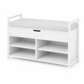 Banc de rangement en bois blanc avec coussin