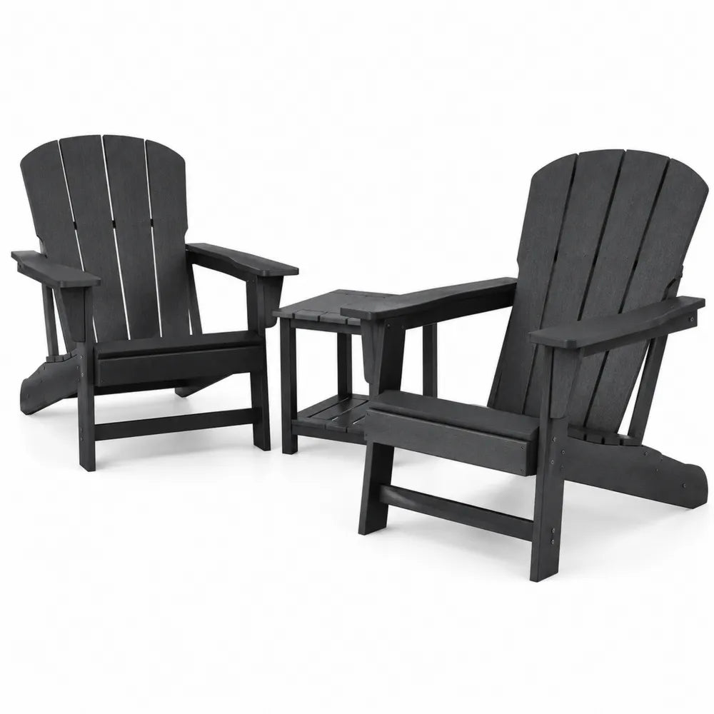 Ensemble de chaises en plastique noir avec table