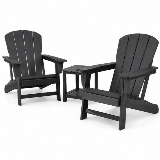 Ensemble de chaises en plastique noir avec table