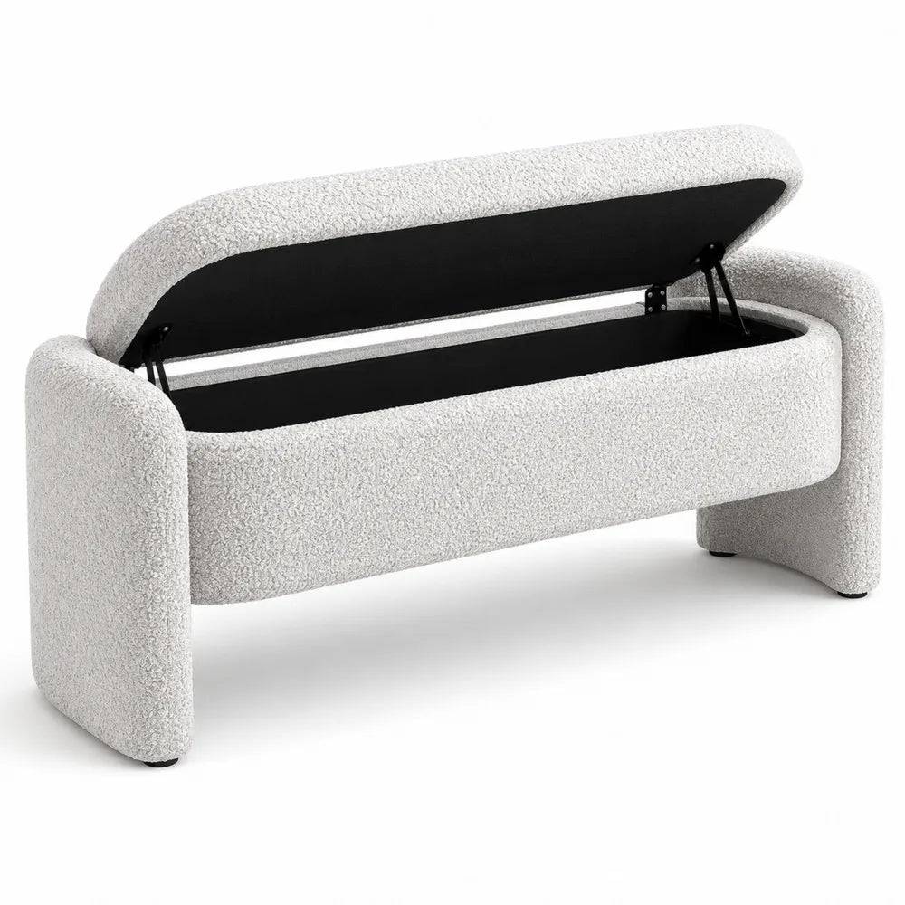 Banc de rangement en tissu bouclette 120x45x50