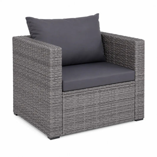 Fauteuil d'ext¨¦rieur en osier avec coussins en polyester