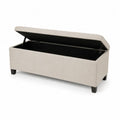 Banc de rangement en bois et tissu beige 120