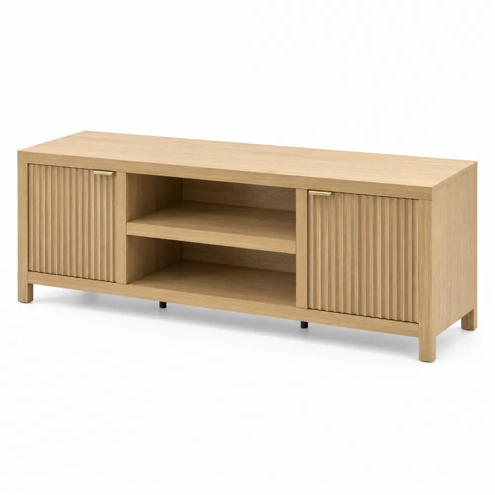 Meuble TV en bois de ch¨ºne avec portes 120