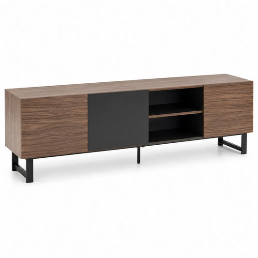 Meuble TV en Bois et M¨¦tal avec Portes Coulissantes 180