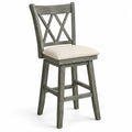 Tabouret de bar en bois massif gris avec si¨¨ge en tissu
