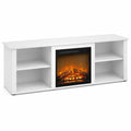 Meuble TV en bois blanc avec chemin¨¦e ¨¦lectrique