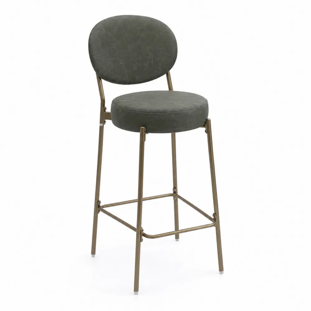 Tabouret de bar en cuir synth¨¦tique vert avec cadre m¨¦tallique 100